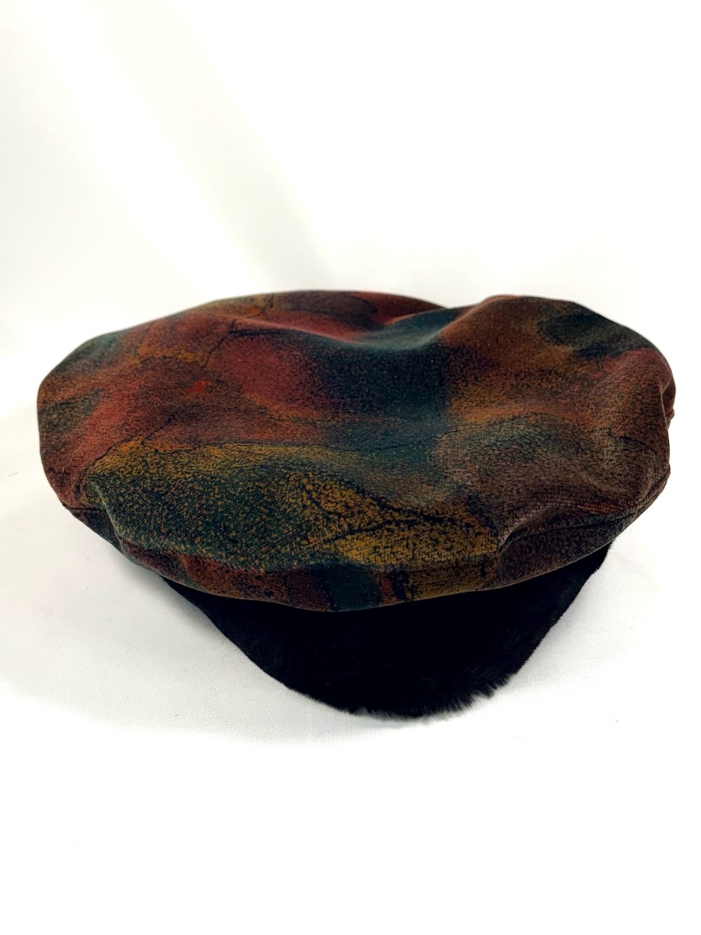 Vintage Anna Khalini Multi-tone Faux Fur Accent Beret Hat - Made in Canada
